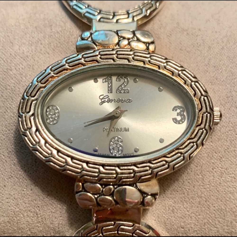 Geneva Silver Cuff Watch